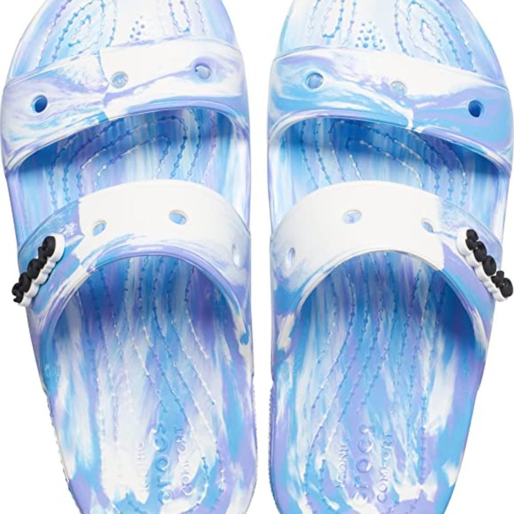 Crocs Unisex-Adult Classic Tie Dye Two-Strap Sandals Slide